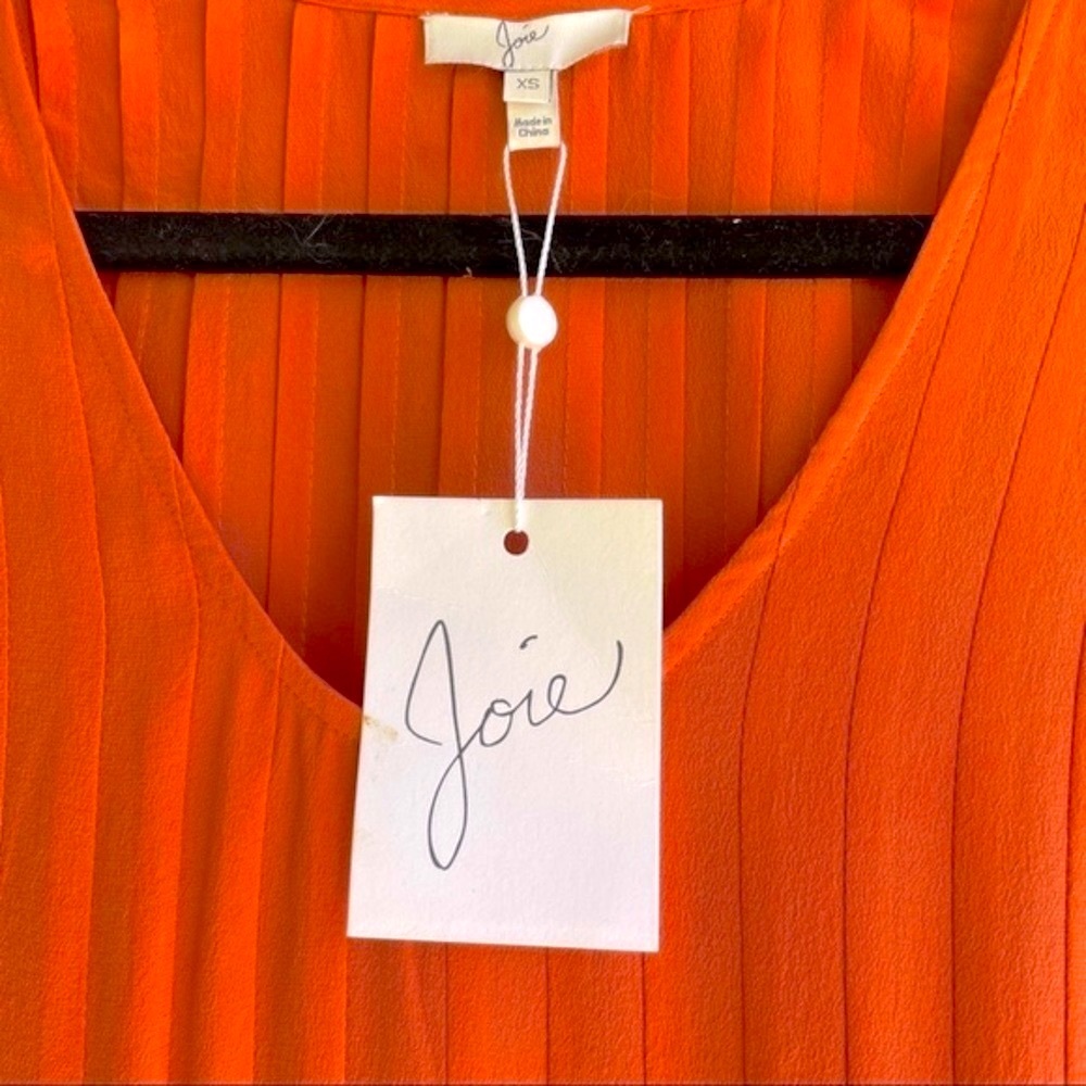 Joie 100% Silk Pleated Orange drop waist dress. - Picture 10 of 12